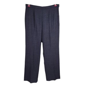 Kasper Wool Pants Size 12P Gray Pleated Fully Lined Side Zip Straight Trouser